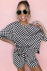 KaleaBoutique Stylish Checkered Top and Short Casual 2pcs Set - KaleaBoutique.com