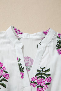 KaleaBoutique Stylish Floral Print Split Neck Shirred High Waist Ruffle Hem Maxi Dress - KaleaBoutique.com