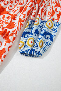 Boho Geometric Printed Long Sleeve Maxi Dress - KaleaBoutique.com
