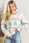 KaleaBoutique Stylish Striped Christmas Tree Ribbed Trim Drop Shoulder Sweater - KaleaBoutique.com