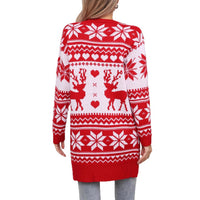 Women's Reindeer and Snowflake Longline Open-Front Cardigan - KaleaBoutique.com