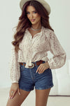 KaleaBoutique Floral Embroidered Lace Bubble Sleeve Shirt - KaleaBoutique.com