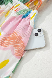 KaleaBoutique Stylish Floral Doodle Print Striped Trim V Neck Midi Dress - KaleaBoutique.com