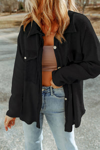 Contrast Flap Pockets Relaxed Shacket - KaleaBoutique.com