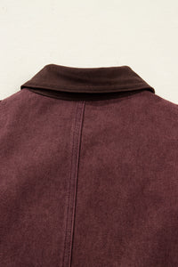 Corduroy Collar Zipped Front Denim Jacket - KaleaBoutique.com