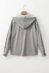 KaleaBoutique Hooded Drawstring Pockets Corduroy Shacket - KaleaBoutique.com