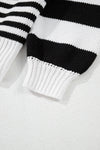 KaleaBoutique Stylish Striped Drop Shoulder Bishop Sleeve Knit Sweater - KaleaBoutique.com