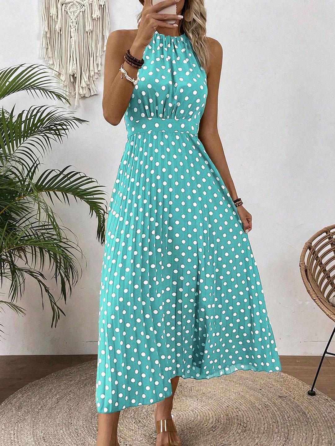 Women's Printed Halter-Neck Gathered-Waist Midi Dress - KaleaBoutique.com