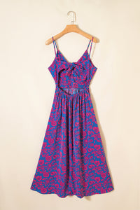 KaleaBoutique Stylish Floral Print Twisted V Neck Tied Backless Maxi Dress - KaleaBoutique.com