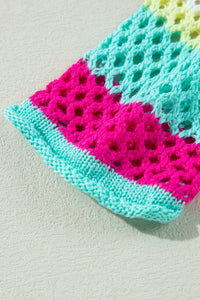 KaleaBoutique Colorblock Patchwork Knit Crochet Eyelet Sweater - KaleaBoutique.com