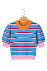 KaleaBoutique Comfortable Colorblock Trim Half Sleeve Sweater Top - KaleaBoutique.com