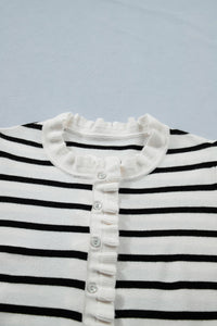 KaleaBoutique Comfortable Ruffle Trim Button Down Knit Short Sleeve Sweater Cardigan - KaleaBoutique.com