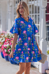 KaleaBoutique Comfortable V Neck Short Sleeve Loose Flower Dress - KaleaBoutique.com