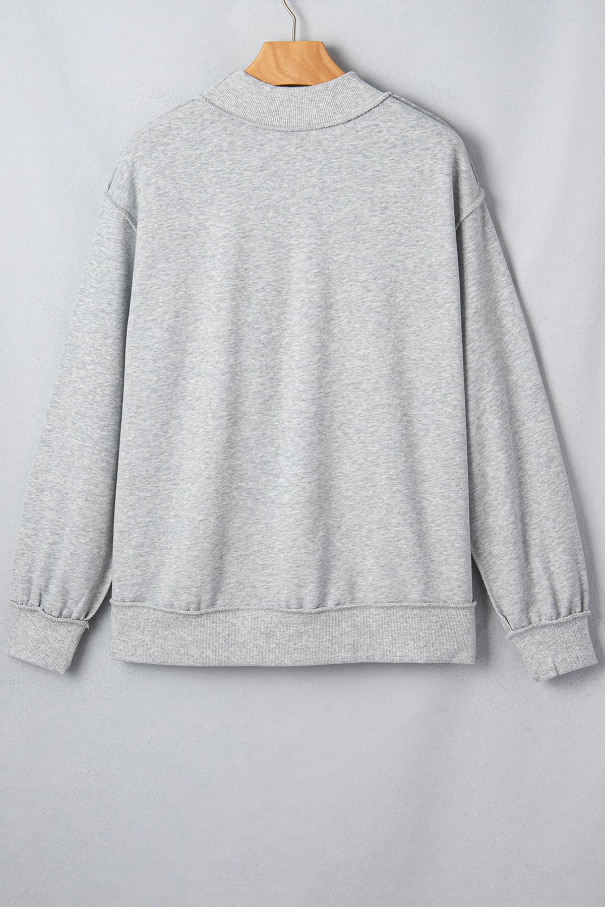 KaleaBoutique Comfortable Exposed Seam Mock Neck STATE Letter Graphic Loose Sweatshirt - KaleaBoutique.com