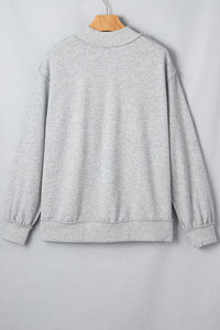 KaleaBoutique Comfortable Exposed Seam Mock Neck STATE Letter Graphic Loose Sweatshirt - KaleaBoutique.com