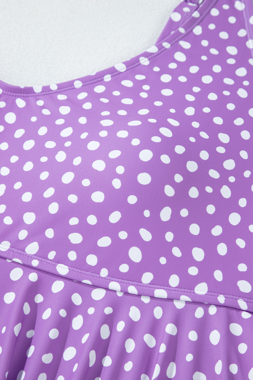 Plus Size Polka Dot Print Ruffled Knotted V Neck Tankini Set - KaleaBoutique.com