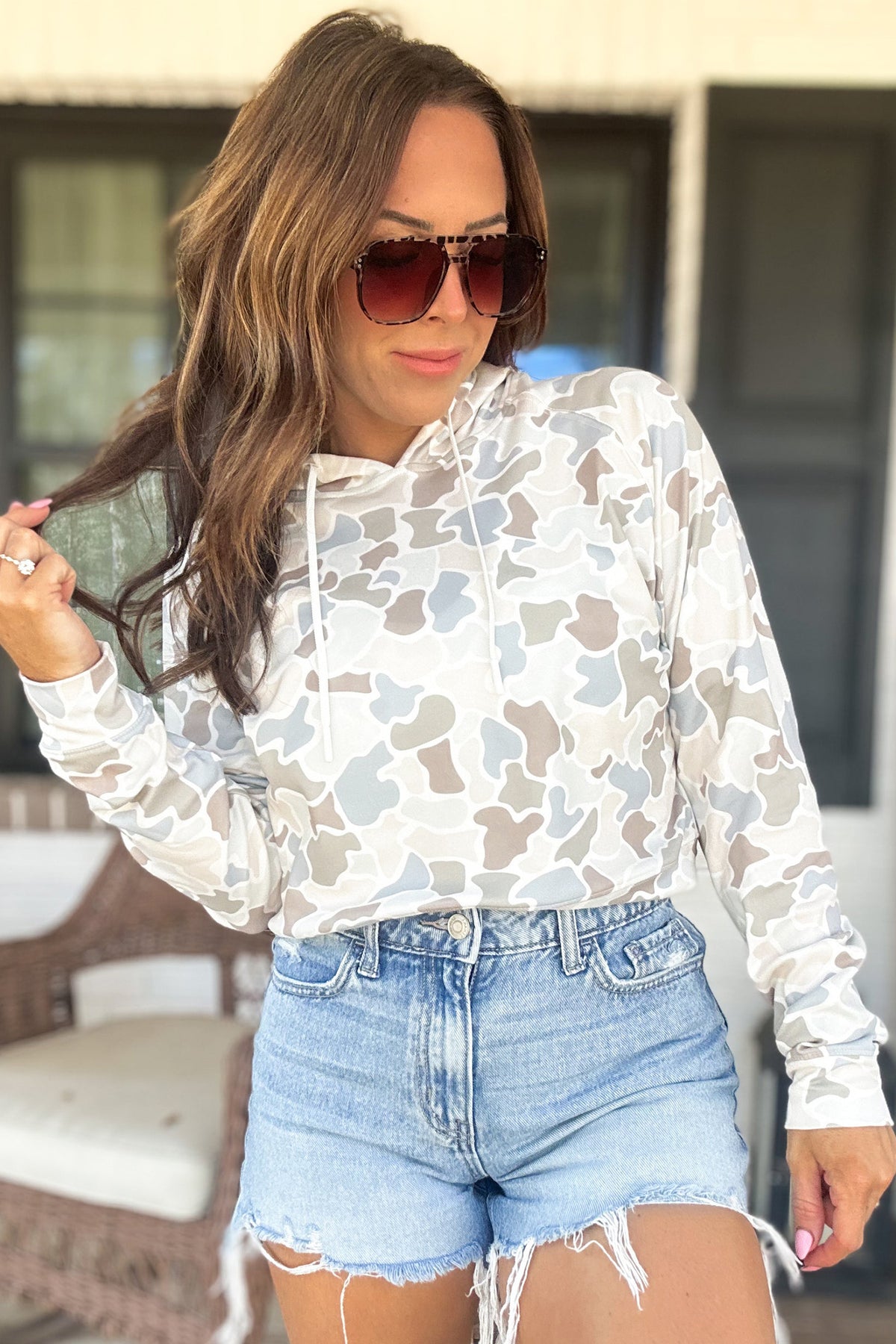 KaleaBoutique Stylish Camouflage Print Relaxed Drawstring Hoodie - KaleaBoutique.com