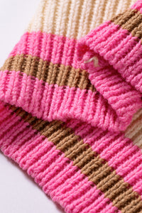 Striped Colorblock Texture Drop Shoulder Sweater - KaleaBoutique.com