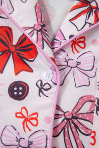 KaleaBoutique Stylish Cute Ribbon Bows Printed 2pcs Short Pajama Set - KaleaBoutique.com