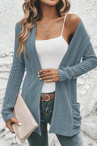 KaleaBoutique Comfortable Ribbed Open Front Knitted Top with Pockets - KaleaBoutique.com
