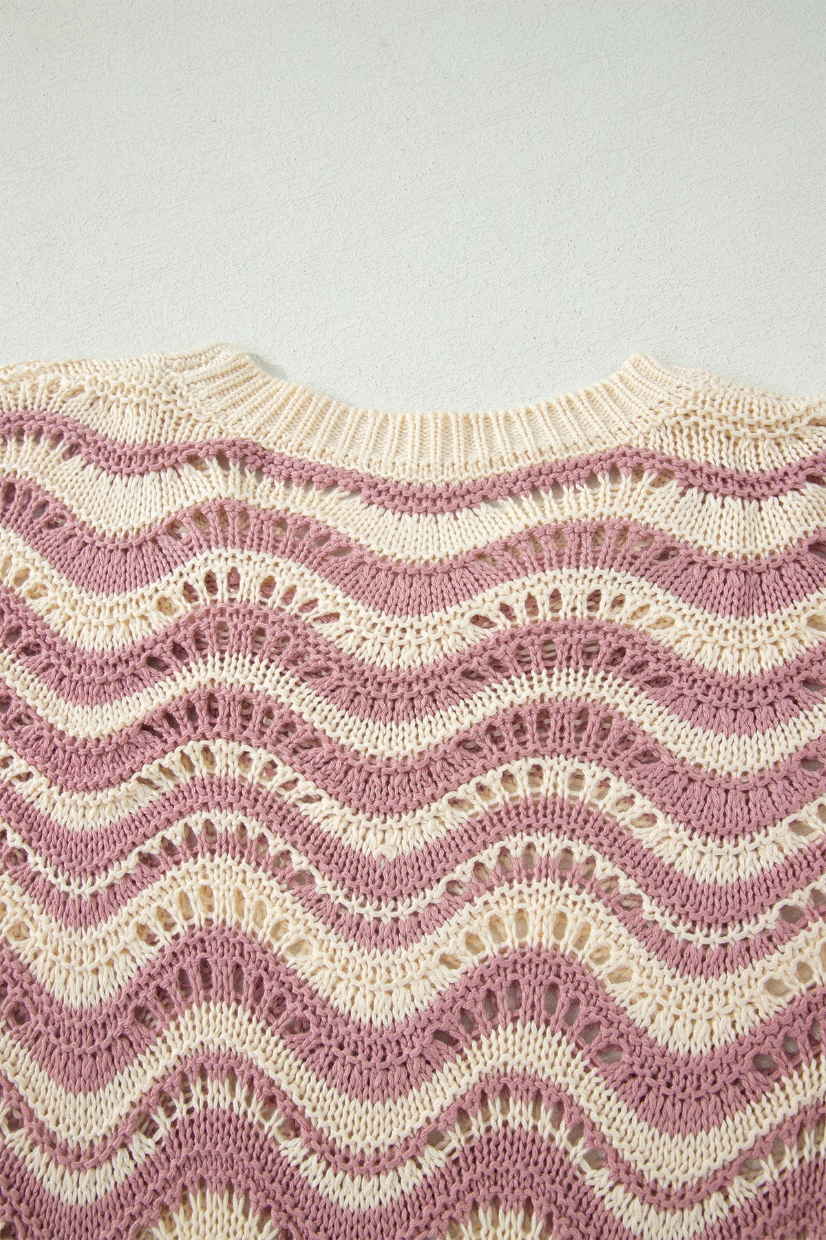 KaleaBoutique Comfortable Wavy Crochet Eyelet Detail Ruffle Half Sleeve Sweater - KaleaBoutique.com