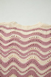 KaleaBoutique Comfortable Wavy Crochet Eyelet Detail Ruffle Half Sleeve Sweater - KaleaBoutique.com
