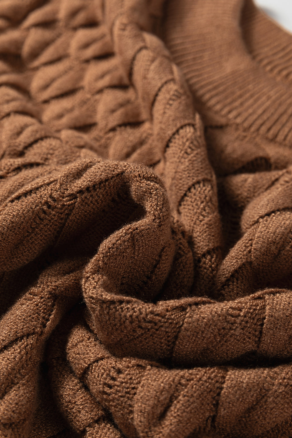 KaleaBoutique Comfortable Fish Scale Textured Knit Ribbed Crew Neck Short Sleeve Sweater - KaleaBoutique.com