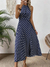 Women's Printed Halter-Neck Gathered-Waist Midi Dress - KaleaBoutique.com