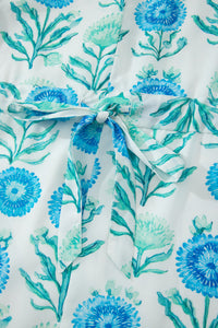 KaleaBoutique Comfortable Floral Print Half Button Frilly Short Sleeve Dress - KaleaBoutique.com