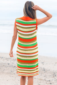 KaleaBoutique Stylish Eyelet Sleeveless Buttoned Split Neck Sweater Dress - KaleaBoutique.com