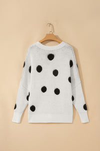 KaleaBoutique Stylish Polka Dot Button Front Oversized V Neck Cardigan - KaleaBoutique.com