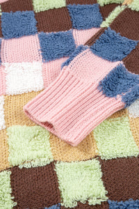 KaleaBoutique Stylish Plush Checkered Pattern Button Front Cardigan Sweater - KaleaBoutique.com