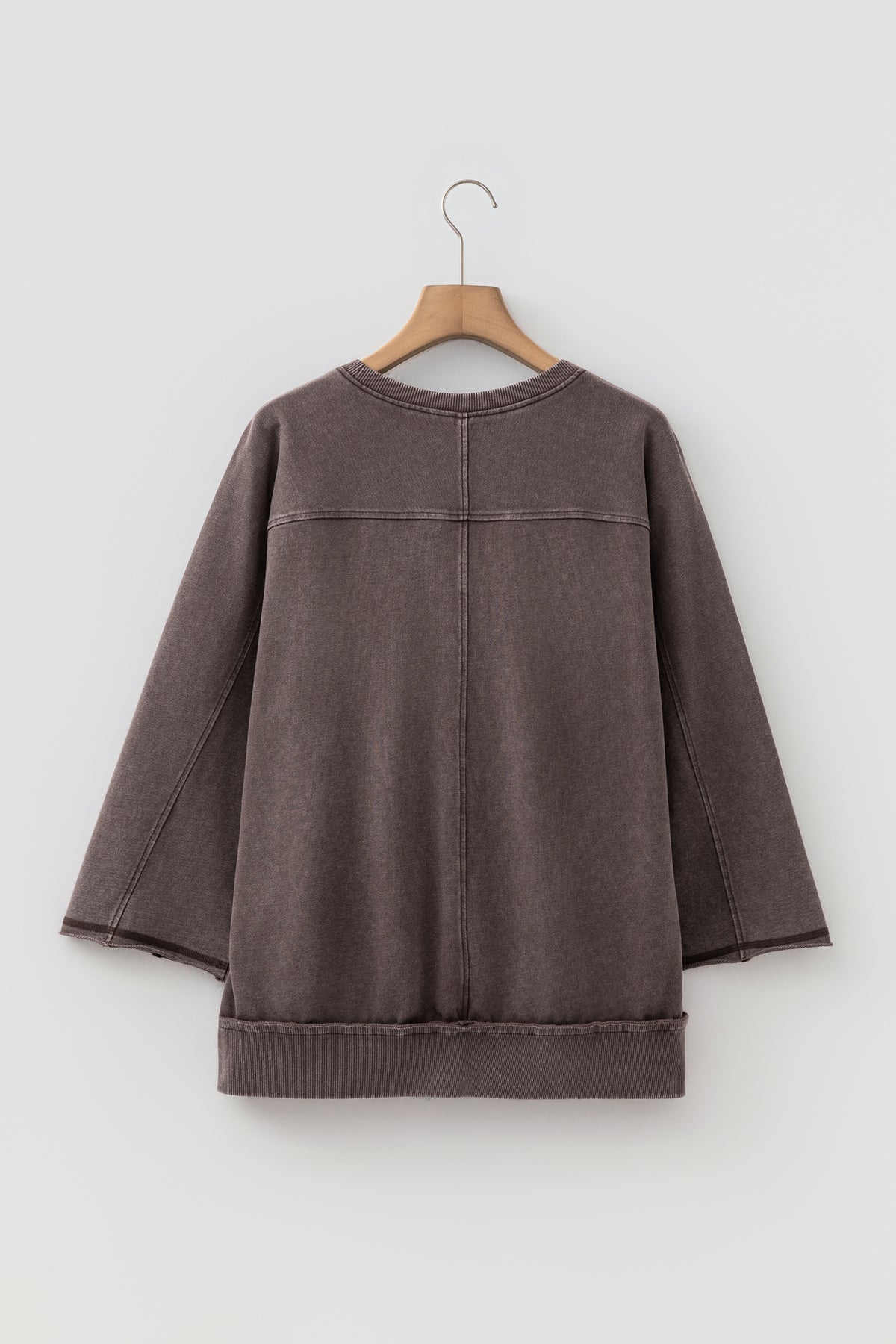 KaleaBoutique Stylish 3/4 Sleeve Mineral Wash Loose Cotton Top - KaleaBoutique.com