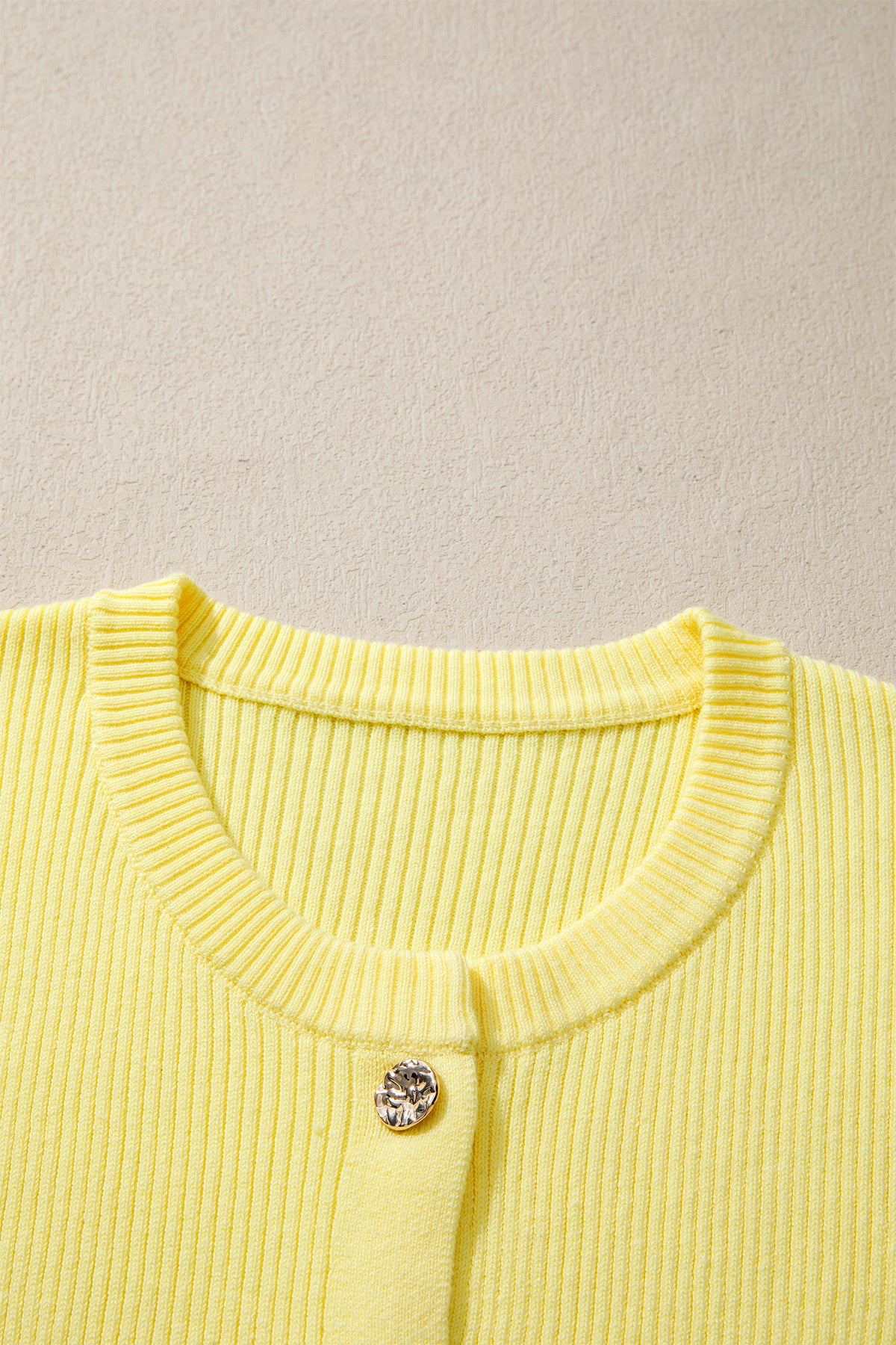 KaleaBoutique Stylish Ribbed Knit Contrast Frilled Short Sleeve Sweater Cardigan - KaleaBoutique.com