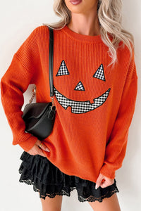 Drop Shoulder Long Sleeve Round Neck Halloween Sweater - KaleaBoutique.com