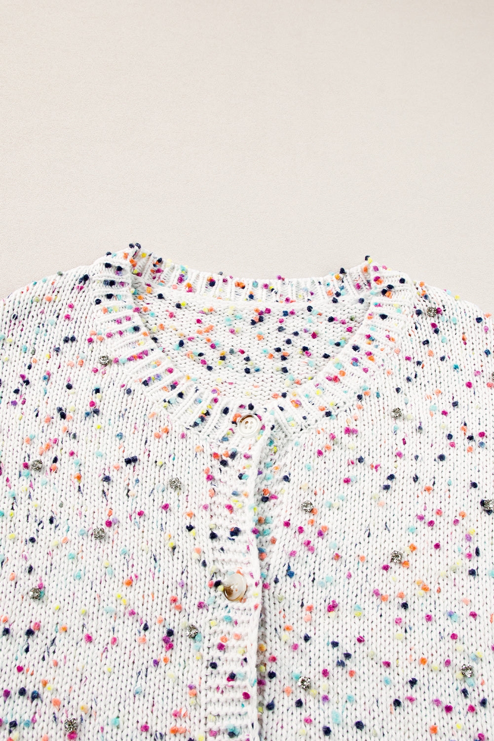 KaleaBoutique Rhinestone Decor Multicolor Confetti Sweater Cardigan - KaleaBoutique.com