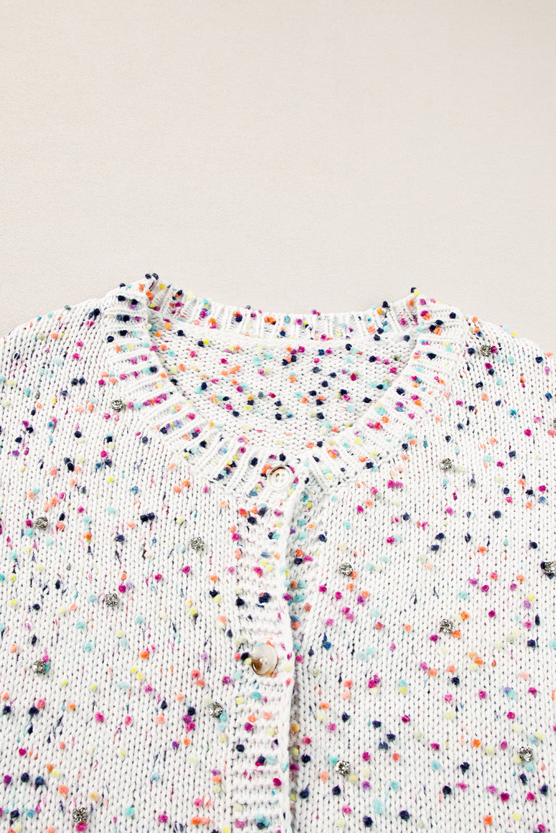 KaleaBoutique Rhinestone Decor Multicolor Confetti Sweater Cardigan - KaleaBoutique.com