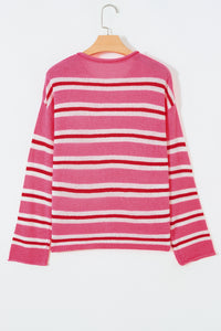 KaleaBoutique Comfortable Striped Drop Shoulder Button Cardigan - KaleaBoutique.com