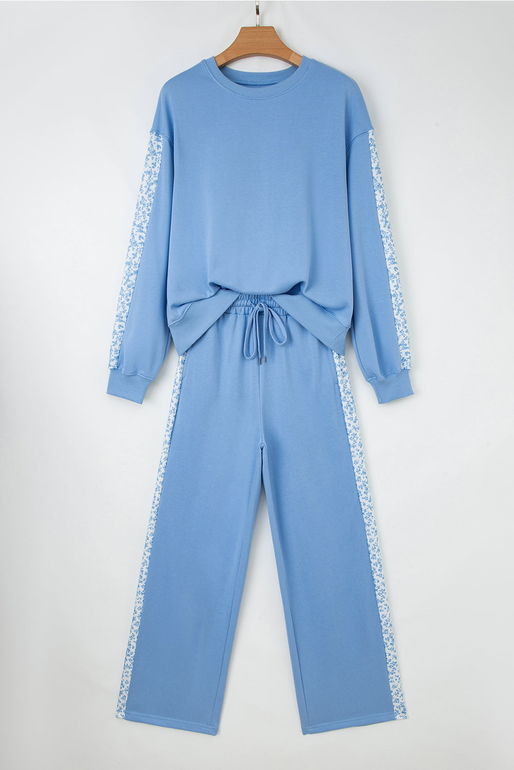 KaleaBoutique Comfortable Floral Patchwork Drop Shoulder Pullover and Sweatpants Lounge Set - KaleaBoutique.com