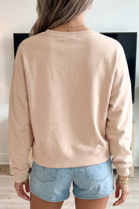KaleaBoutique Stylish Horseshoe Embroidered Patch Graphic Drop Shoulder Sweatshirt - KaleaBoutique.com