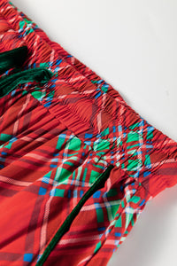 KaleaBoutique Comfortable Christmas Plaid Satin Pajama Set with Contrast Velvet Ties - KaleaBoutique.com
