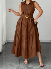 Fitted Mid-length Sleeveless Dress With A Belt - KaleaBoutique.com