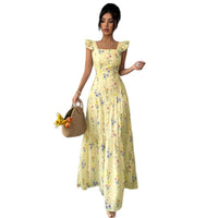 Women's Floral Square-Neck Ruffle-Strap Smocked Back Tiered Maxi Dress - KaleaBoutique.com