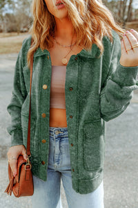 Vintage Washed Flap Pocket Button Shacket - KaleaBoutique.com