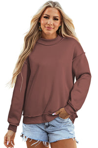 KaleaBoutique Stylish Oversize Drop Shoulder Reversible Mock Neck Sweatshirt - KaleaBoutique.com