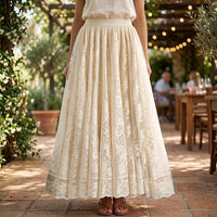 Women's Elastic-Waist Floral Lace Maxi Skirt - KaleaBoutique.com