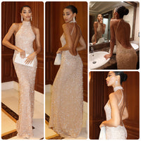 Strapless Sequined Beaded-embellished Elegant Evening Gown - KaleaBoutique.com