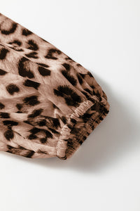 Leopard Color Block V Neck Loose Fit Maxi Dress - KaleaBoutique.com