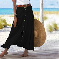 Women's Fashion Cotton Linen A-Line Hip Mid Waist Long Skirt - KaleaBoutique.com