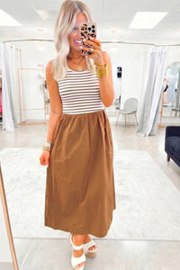 KaleaBoutique Stylish Striped Colorblock Patchwork Sleeveless Casual Long Dress - KaleaBoutique.com